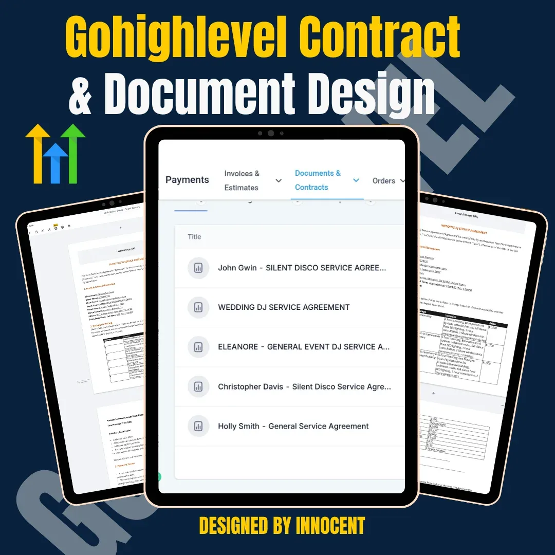 Cover graphic for GoHighLevel Contract & Document Design